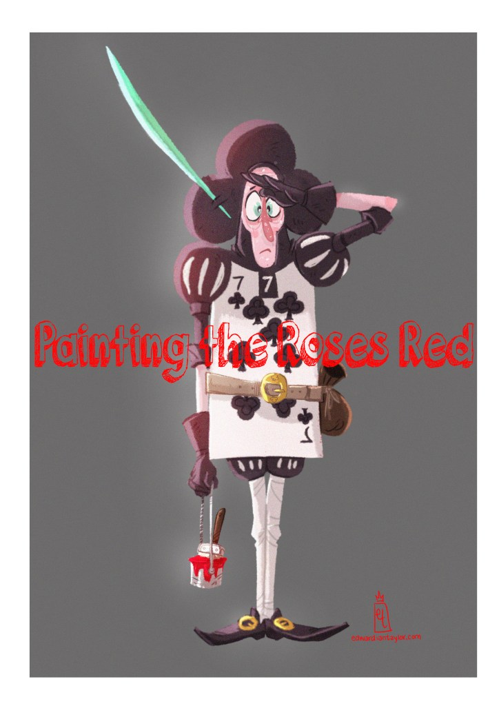 Character Design of one of the gardening cards in the Painting the Roses scene in Alice in Wonderland.